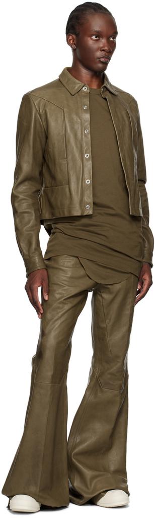 Khaki Porterville Alice Strobe Leather Jacket – On Sale Now