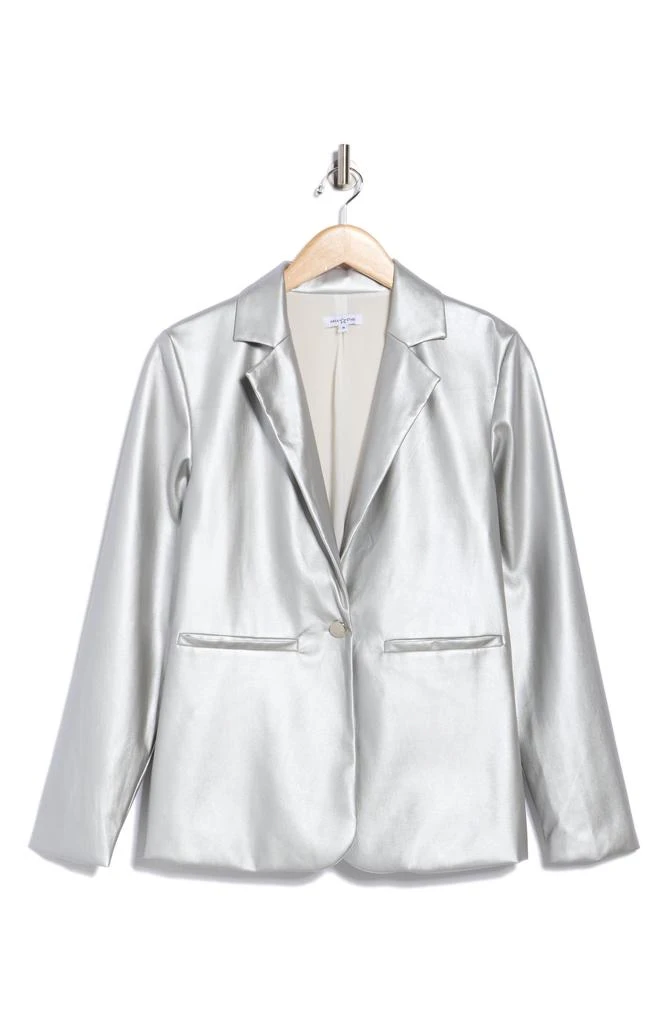 AREA Liana Metallic Faux Leather Blazer 3