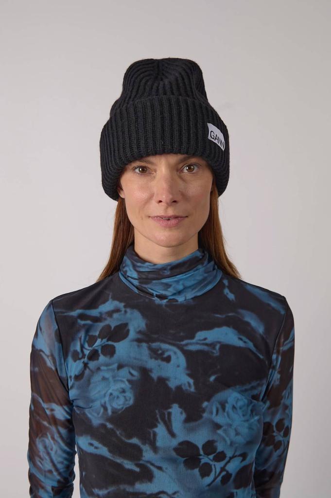 Shop Ganni - Women's Structured Rib Beanie on Sale at BeyondStyle