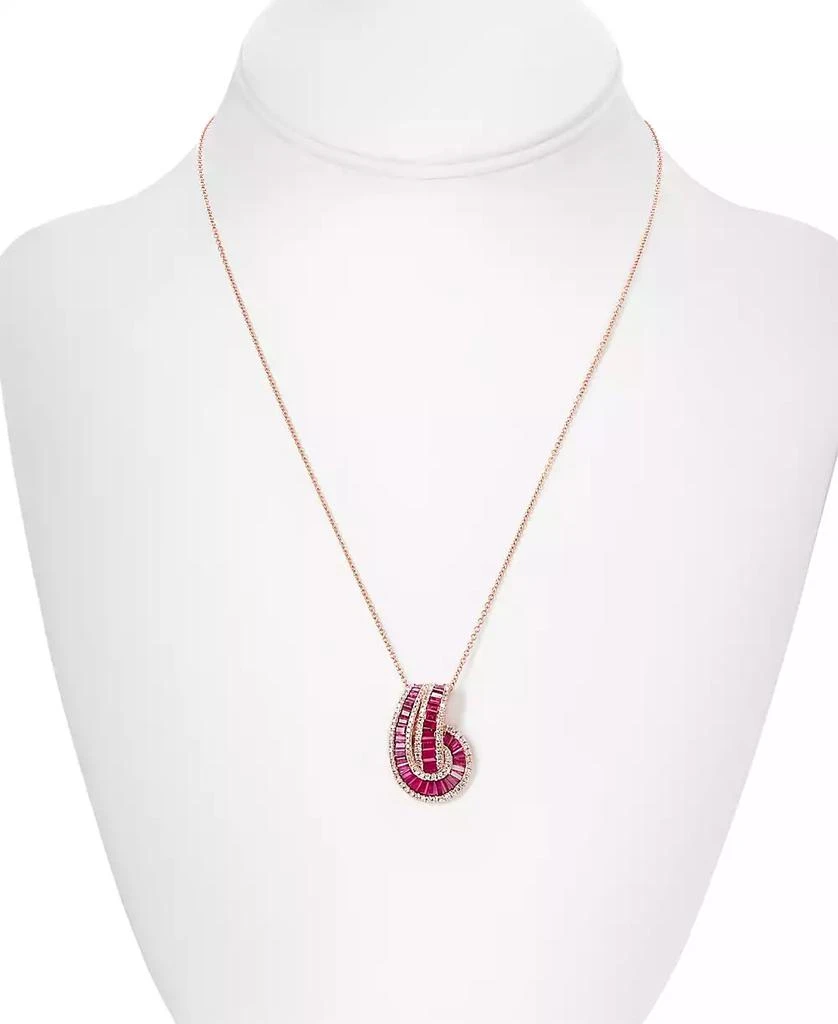 Effy EFFY® Ruby (2-1/3 ct. t.w.) & Diamond (3/8 ct. t.w.) Swirl 18" Pendant Necklace in 14k Rose Gold 6