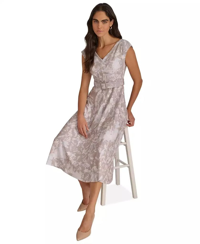 Calvin Klein Women's Belted Cap-Sleeve Midi Dress 13