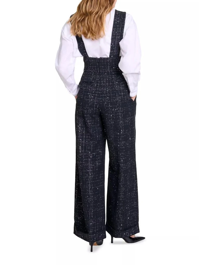 Maje Wide-Leg Trousers with Tweed Braces 4