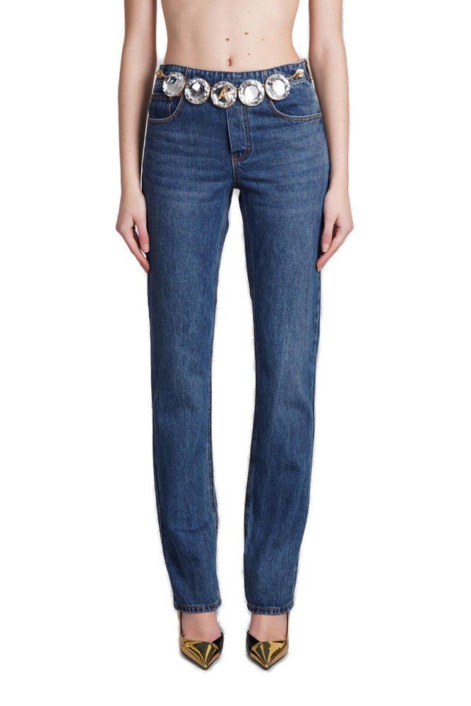 AREA Area Jumbo Embellished Straight-Leg Jeans