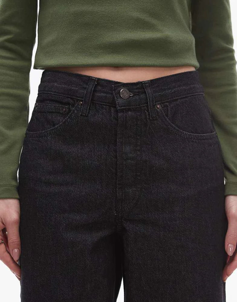 Topshop Topshop mid rise loose fit jean in black ecru 4