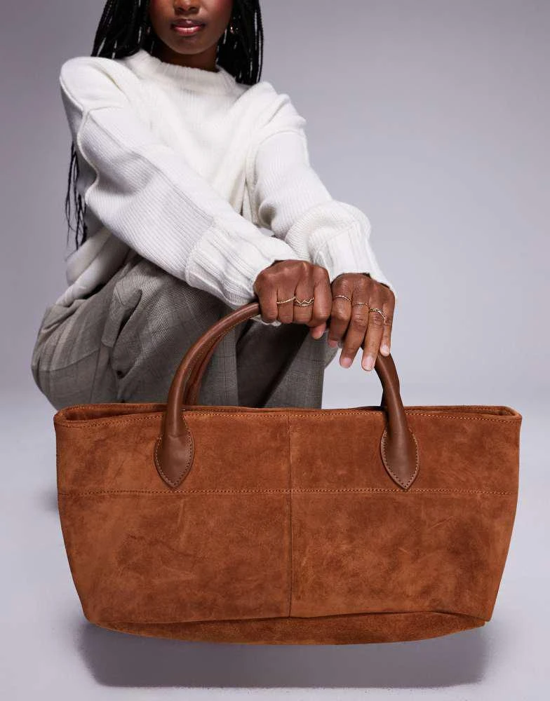 River Island River Island suede east west tote bag in brown 2