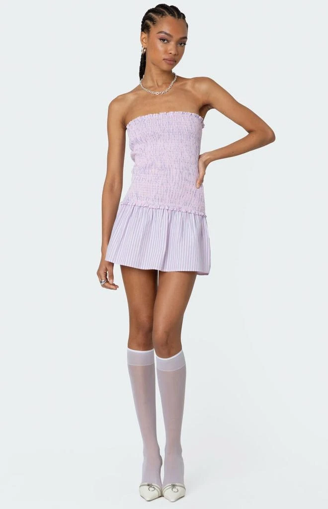 Edikted Striped Scrunch Strapless Mini Dress 2