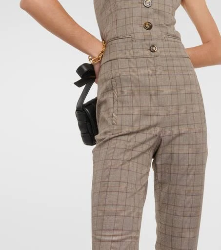 VERONICA BEARD Checked high-rise slim pants 4