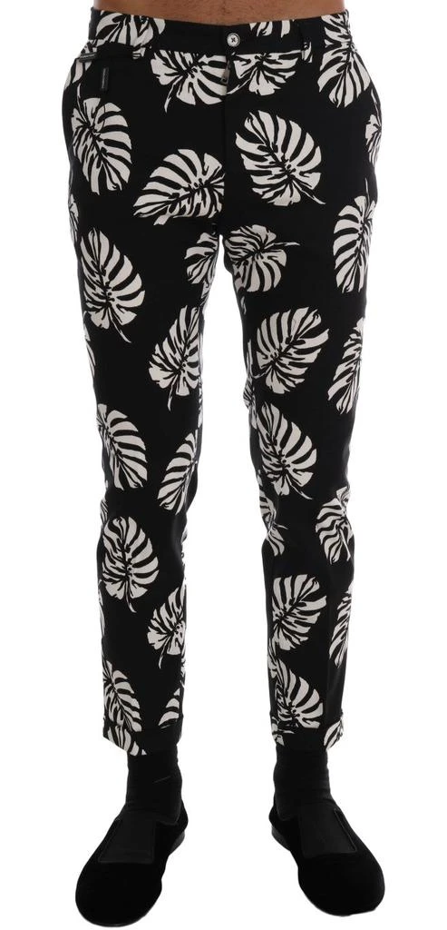 Dolce & Gabbana Slim Fit Leaf Print Ankle Men's Pants 1