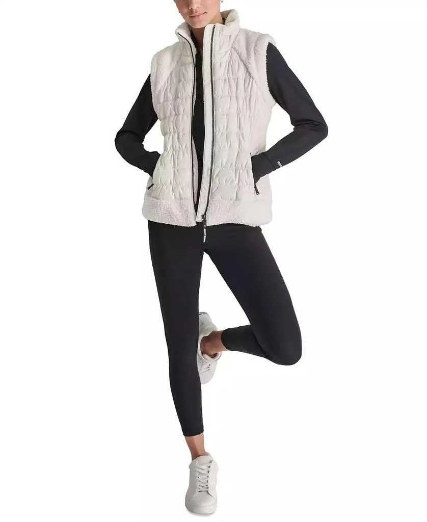 DKNY Women
s Horizontal Channel Quilted Mock Neck Puffer Vest with Sherpa 5
