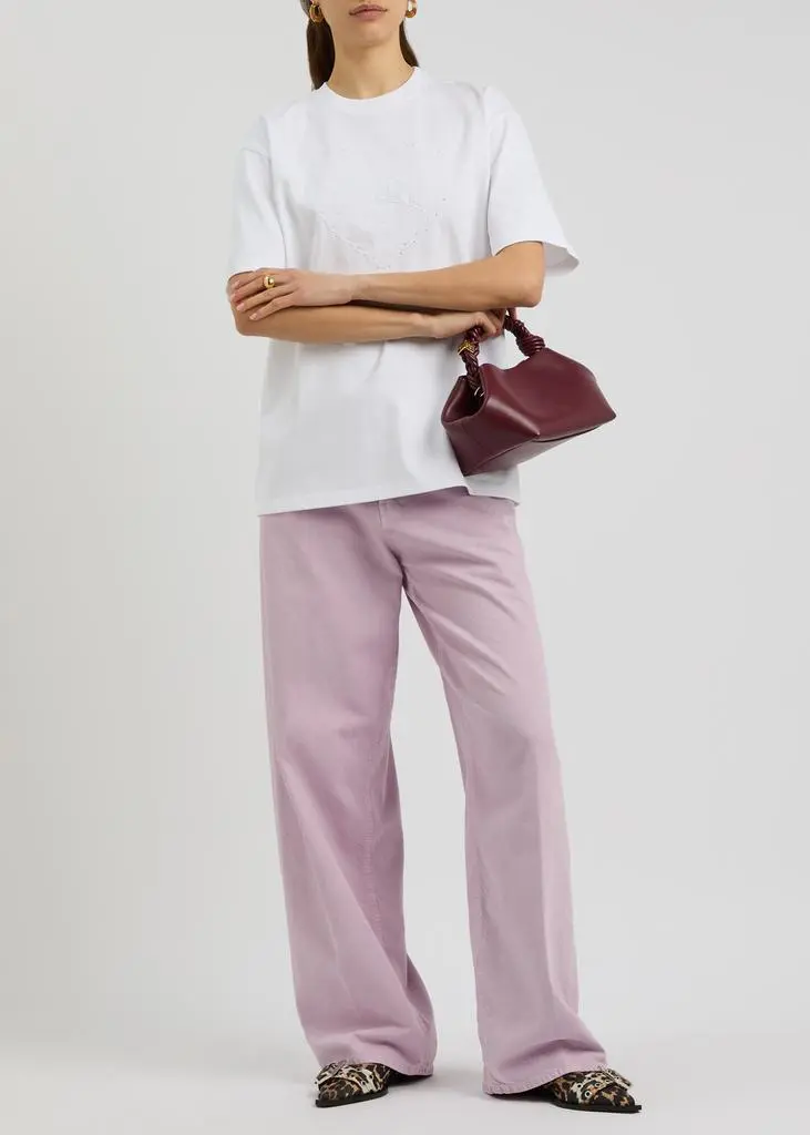 Ganni Logo-embroidered cotton T-shirt 4