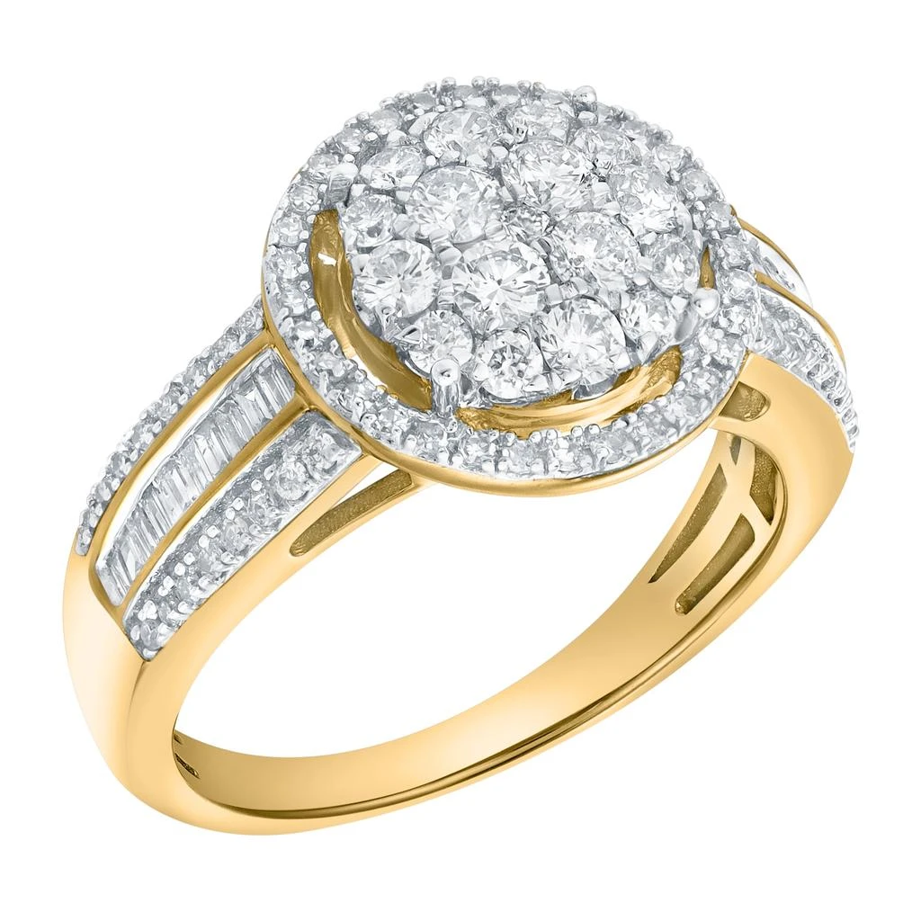 LuvMyJewelry Valencia 0.90 Cts Natural Diamond Halo Cluster 14K Gold Ring 2