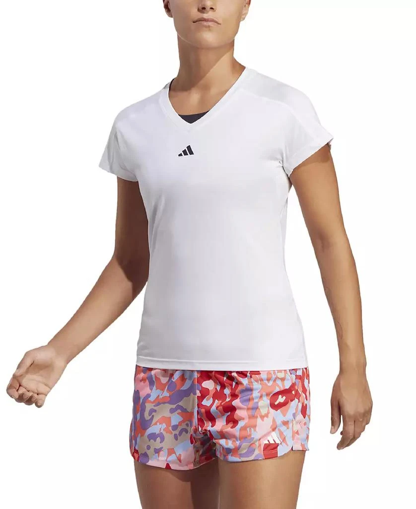 Adidas Women's Training Moisture-Wicking Logo V-Neck T-shirt 1
