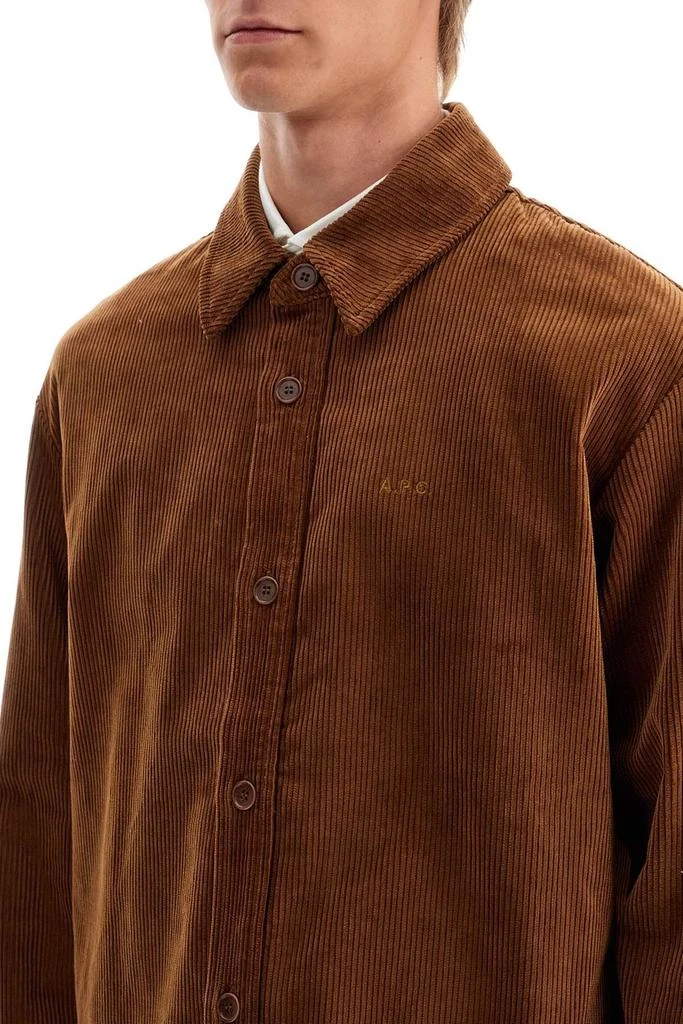 A.P.C. A.P.C. Bobby Logo Embroidered Corduroy Shirt 4