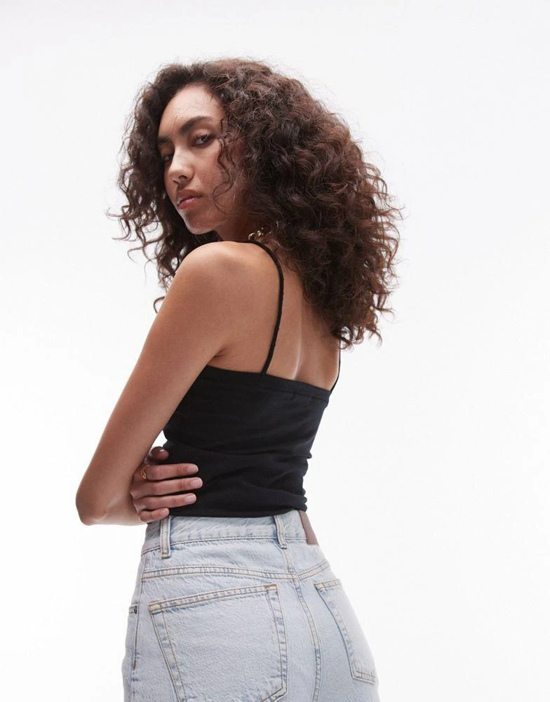 Topshop Tall Topshop tall spaghetti strap tube top in black 4