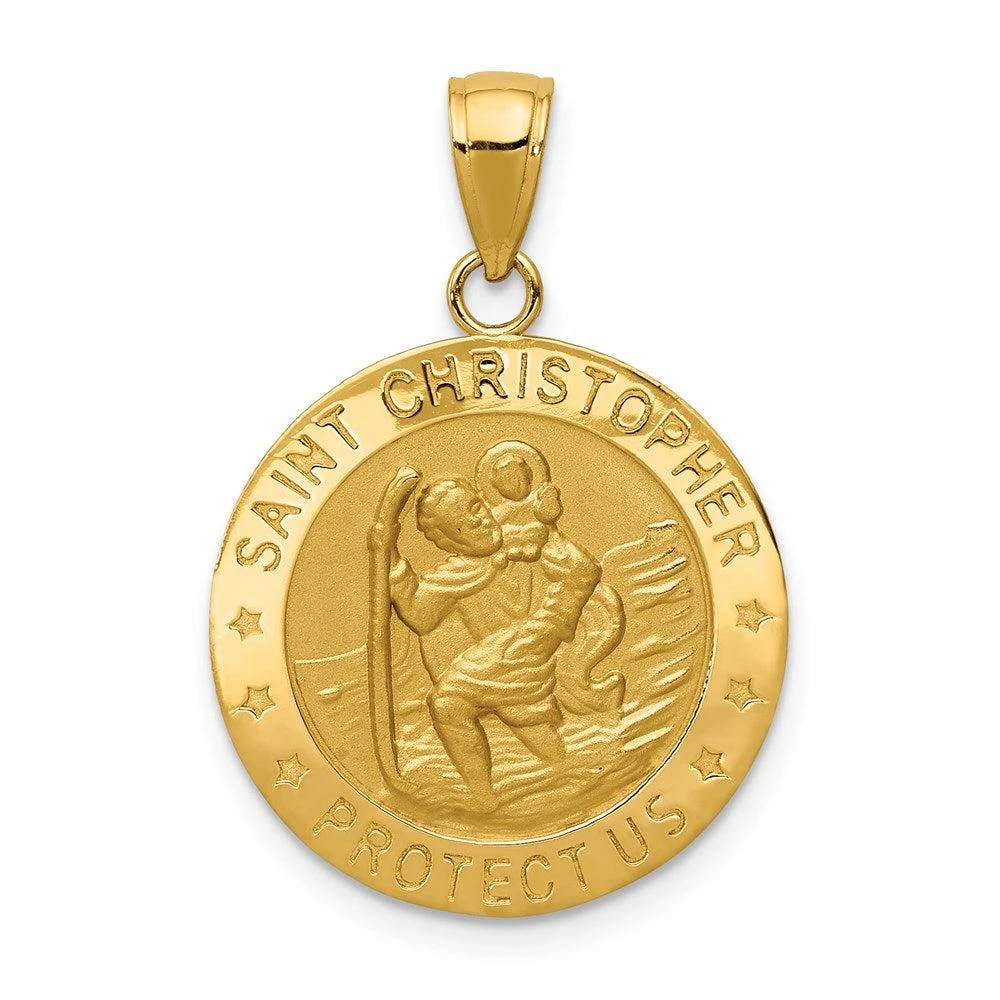 Diamond2Deal 14k Yellow Gold Saint Christopher Medal Pendant 1