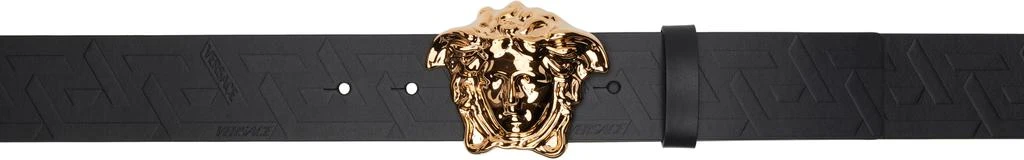 Versace Black 'La Medusa' Greca Leather Belt 1