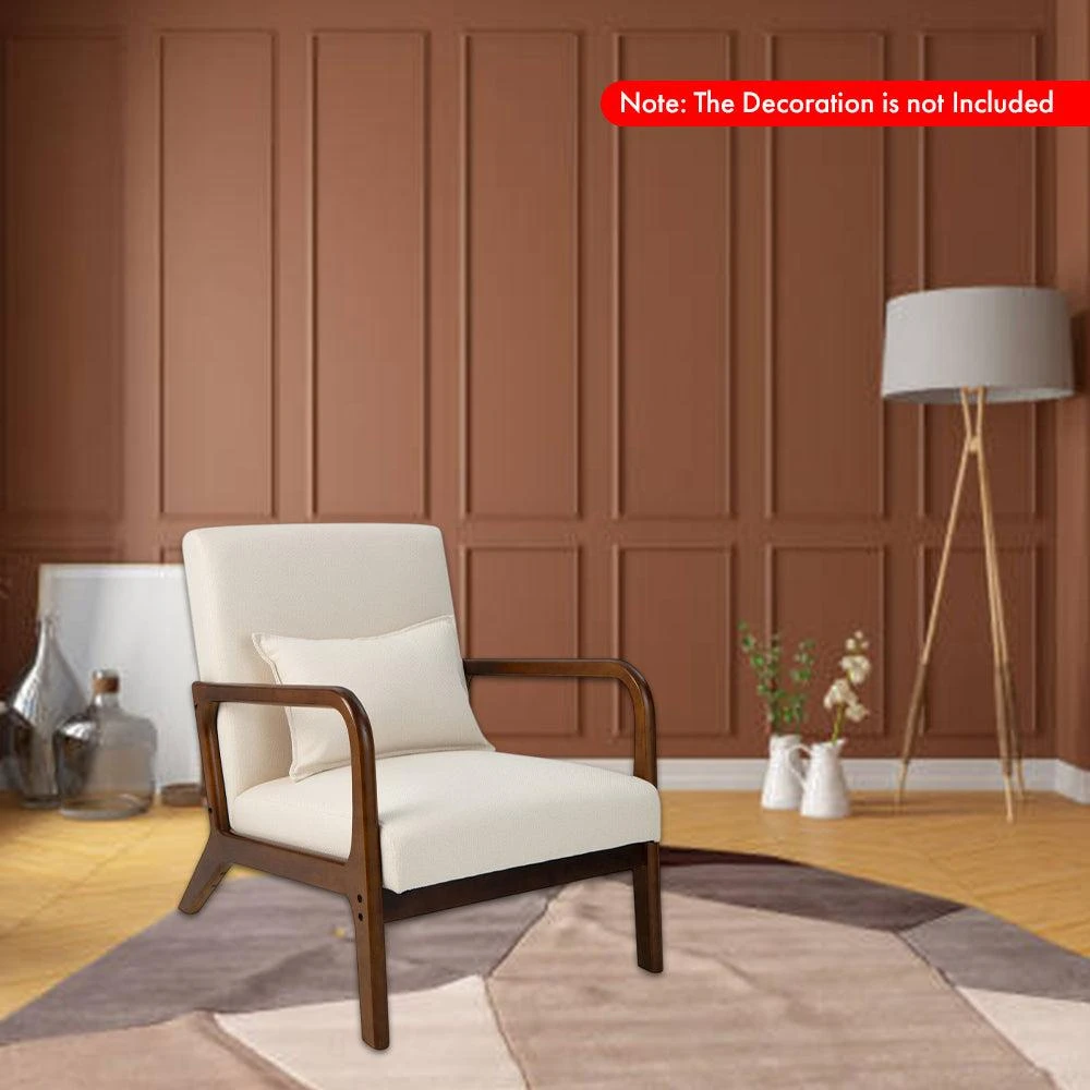 Hivvago Contemporary Rubberwood Accent Chair with Supportive Lumbar Cushion 2