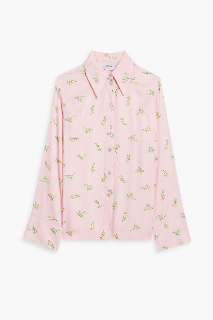 Sleeper Floral-print satin pajama top