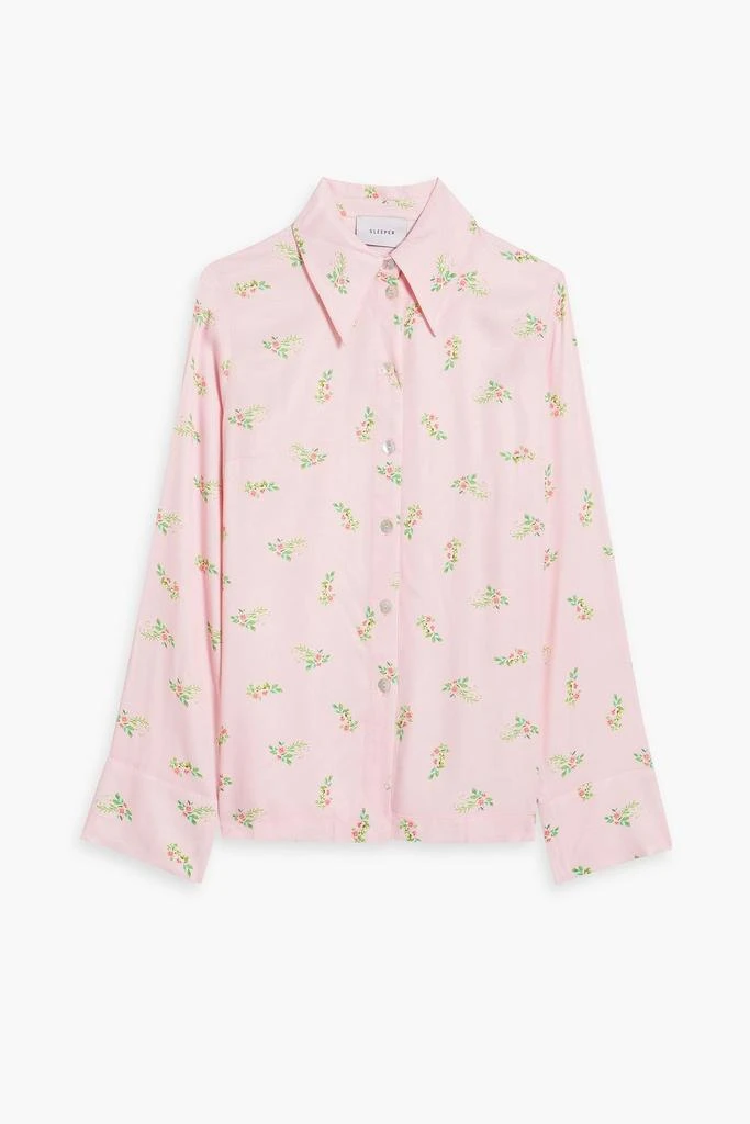 Sleeper Floral-print satin pajama top 1