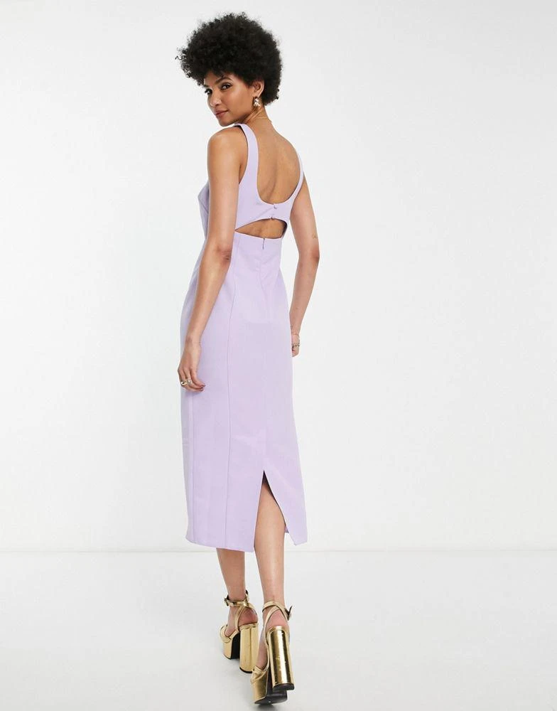 ASOS DESIGN ASOS DESIGN Tall structured midi dress with twist front bodice in lilac 2