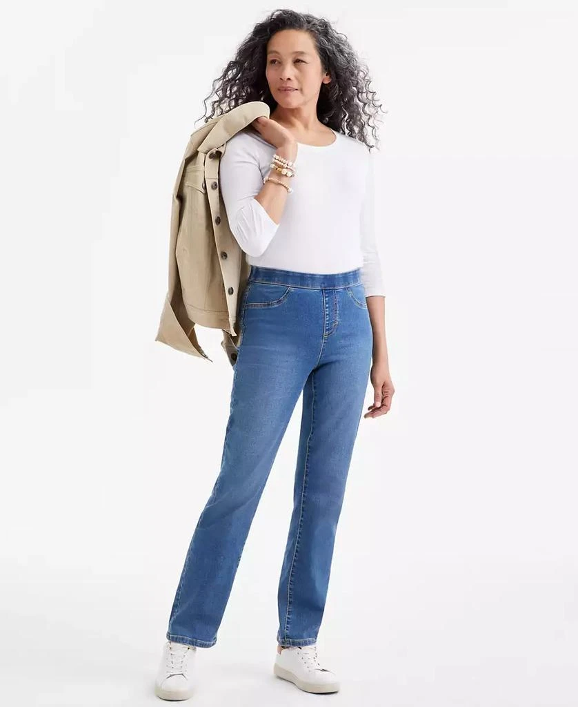 Macy's Women's Mid-Rise Straight Pull-On Jeans, Exclusively at Macy's 1