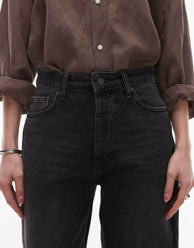 Topshop Topshop Kort high rise straight jean in washed black 5