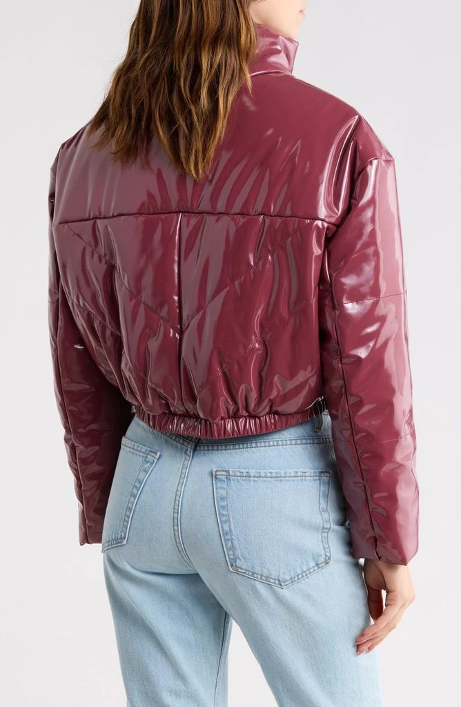 VIGOSS Faux Leather Crop Puffer Jacket 2