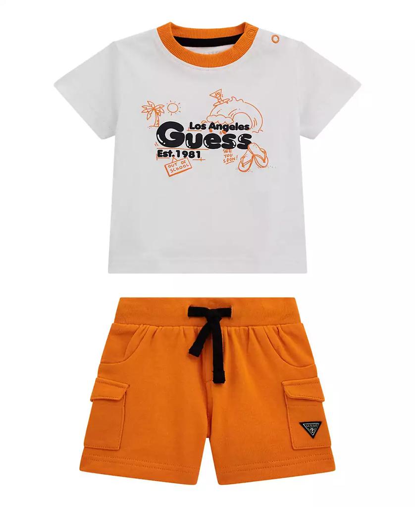 GUESS Baby Boys 2-Piece Short Sleeve T-Shirt and Active Shorts Set