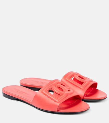 Dolce 
Gabbana Logo leather slides 1