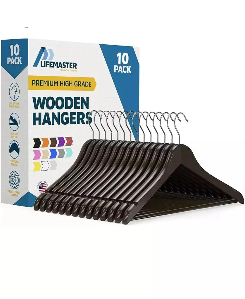 Lifemaster 10-Pack Wooden Hangers