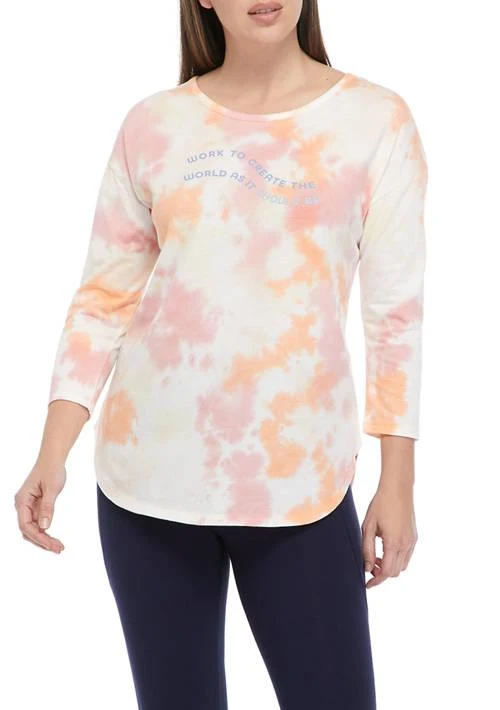 New Directions® Directions Studio Womens 3 4 Sleeve World Tie Dye T Shirt 1
