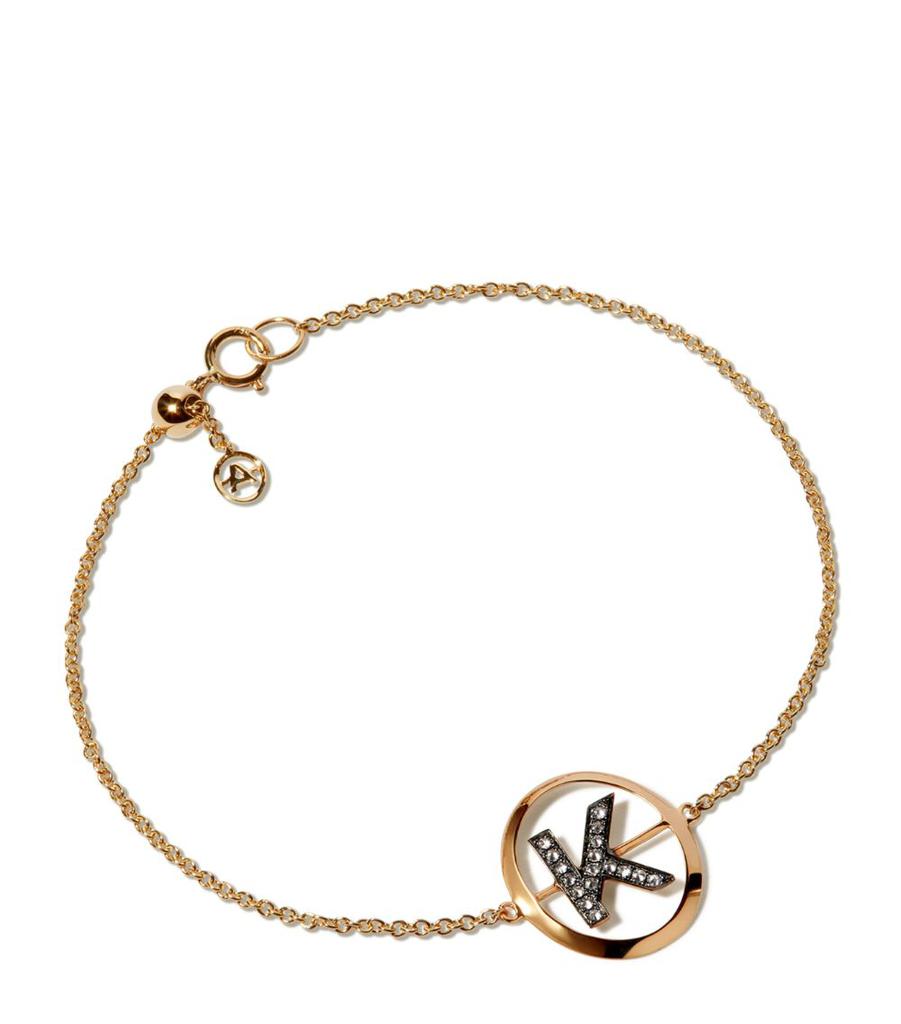 Annoushka Yellow Gold and Diamond Initial K Bracelet