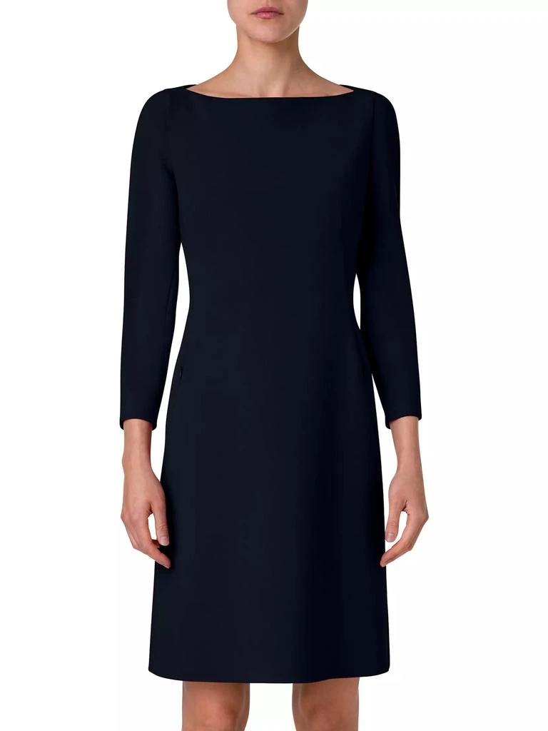 Akris Double-Face Wool Boatneck A-Line Dress 3