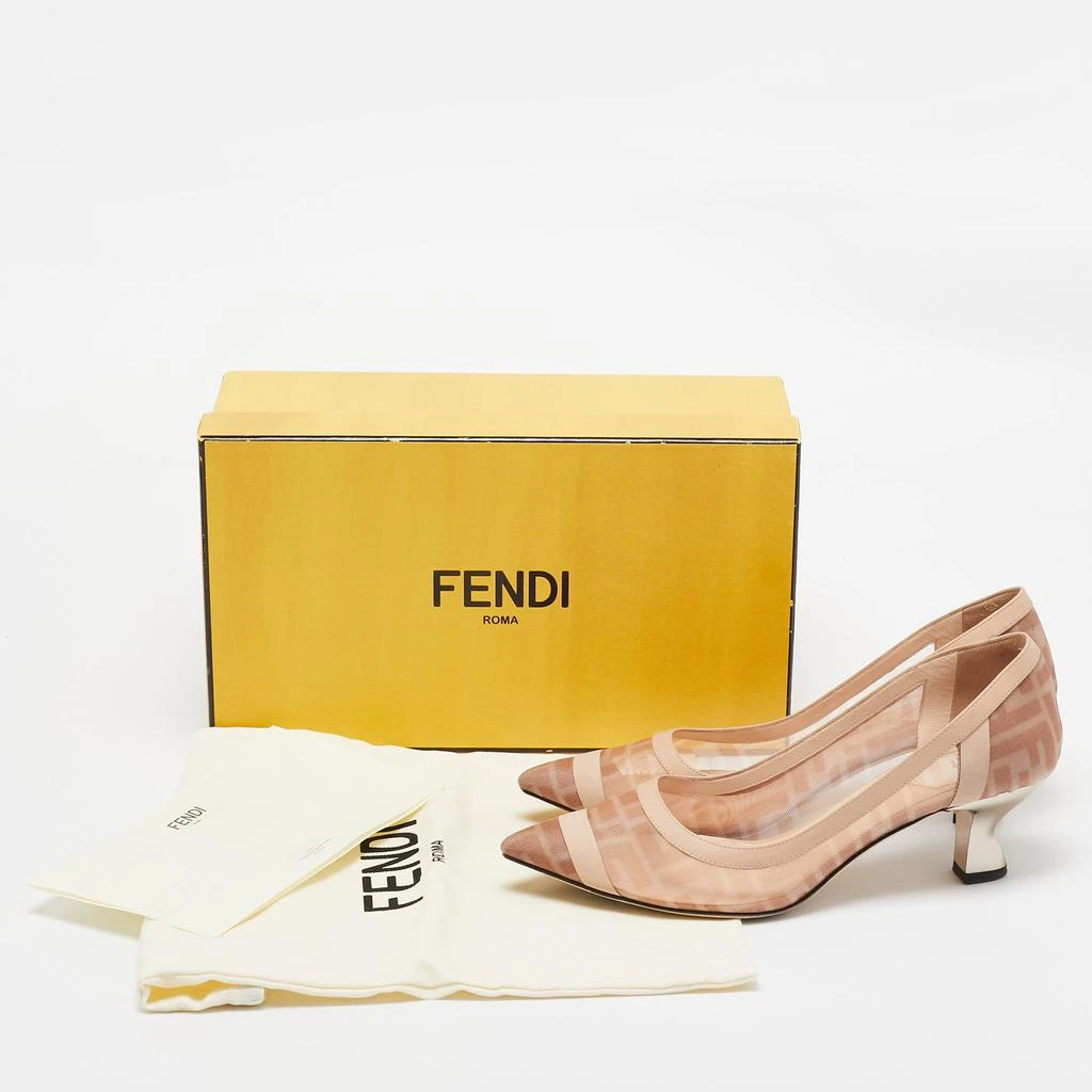 Fendi Fendi Light Pink/Brown Zucca Mesh and Leather Colibri Pumps Size 39 9
