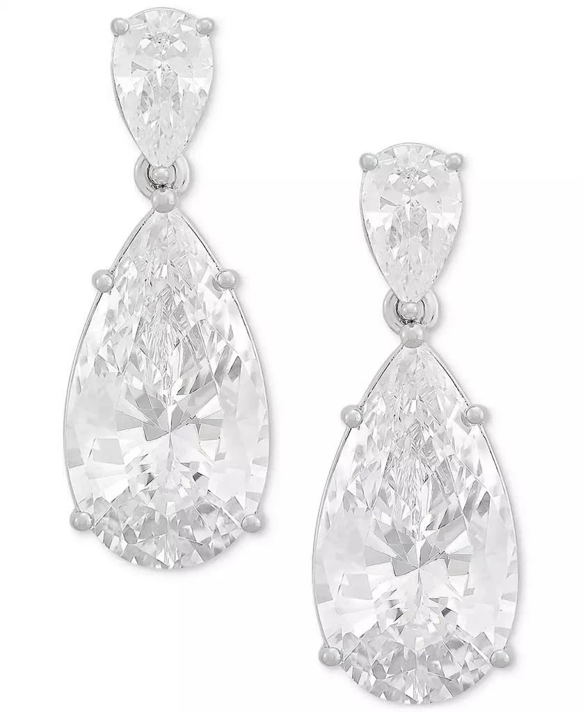 Arabella Cubic Zirconia Pear Drop Earrings in Sterling Silver 4