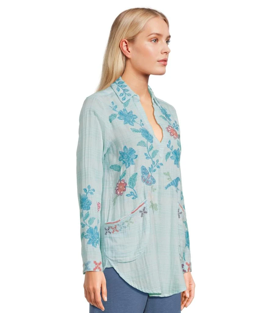 green emerald velvet dress Petra Caftan White Multi / MD/LG