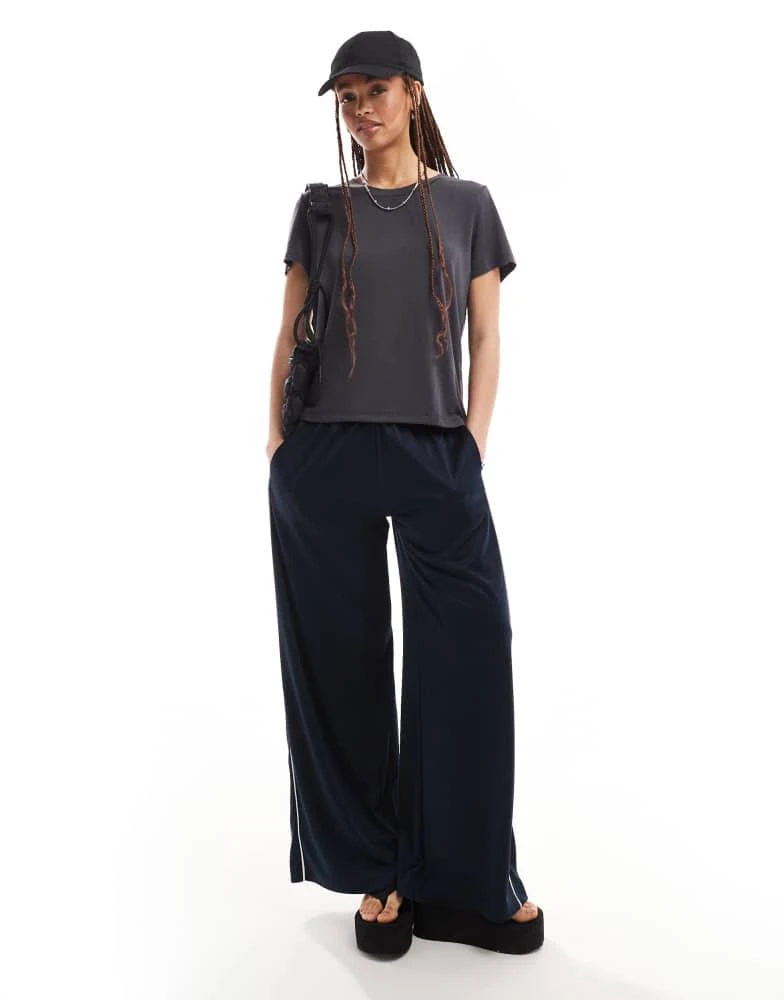 Monki Monki super soft t-shirt in charcoal black 2