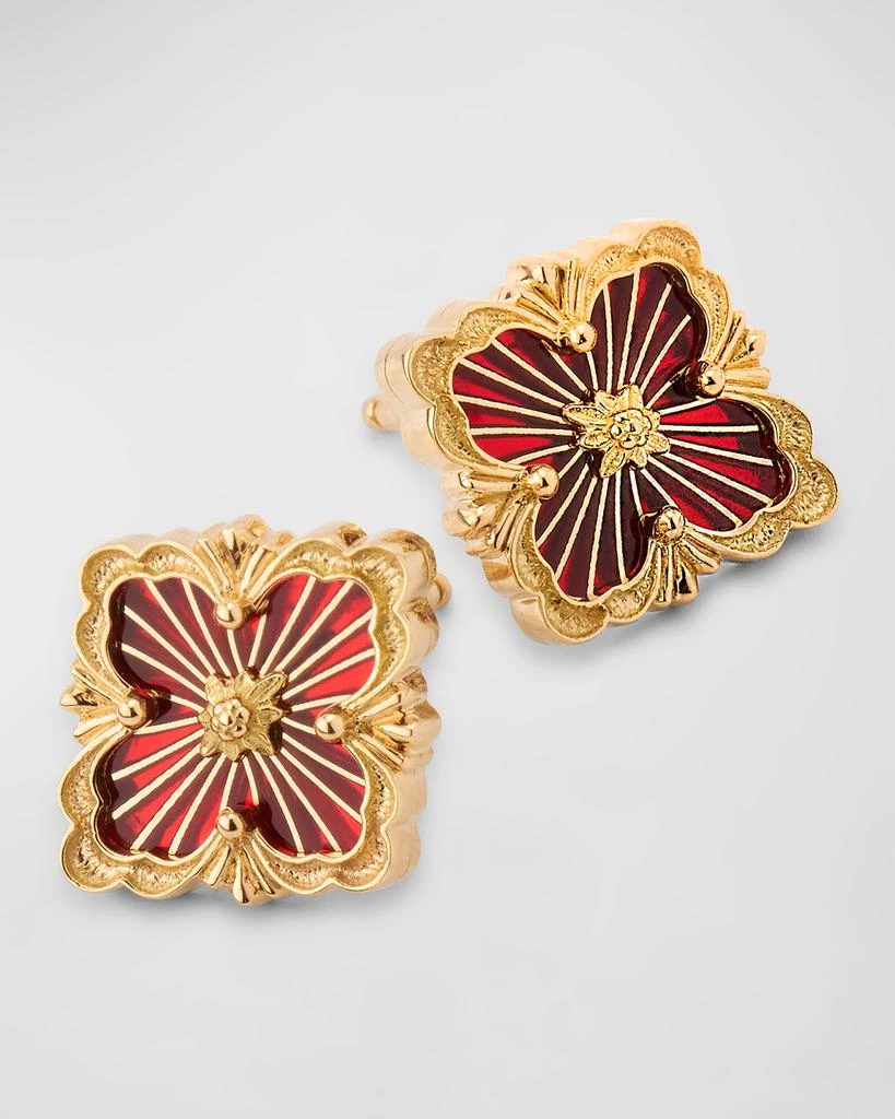 Buccellati Opera Tulle Button Earrings with Red Enamel, Small 3