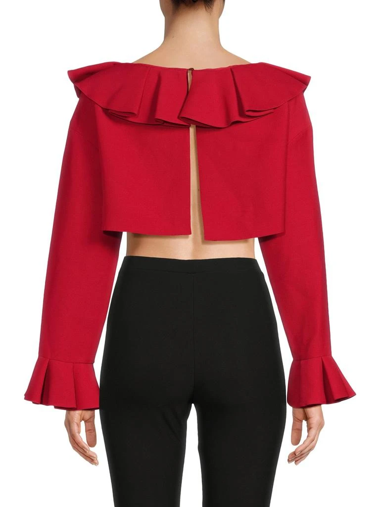 Valentino Wool-Silk Ruffle Crop Top 2
