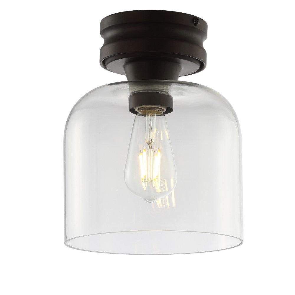 JONATHAN Y Domenic 7.75" Metal/Glass LED Flush Mount