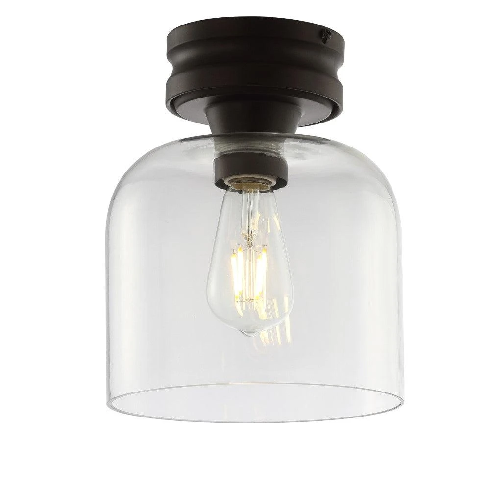 JONATHAN Y Domenic 7.75" Metal/Glass LED Flush Mount 2