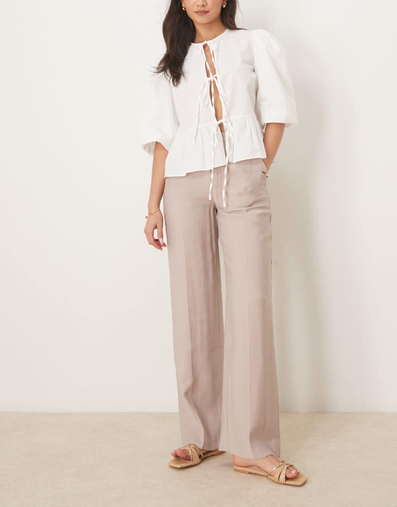Abercrombie & Fitch Abercrombie & Fitch high rise loose trousers in beige