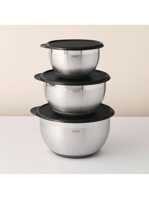 BergHOFF Essentials 8-Piece Stainless Steel Covered Mixing Bowl Set