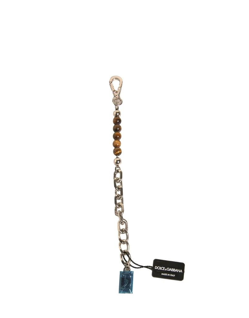 Dolce 
Gabbana Brass Chain Beaded Logo Plaque Keychain Women
s Keyring (Pre-Owned)