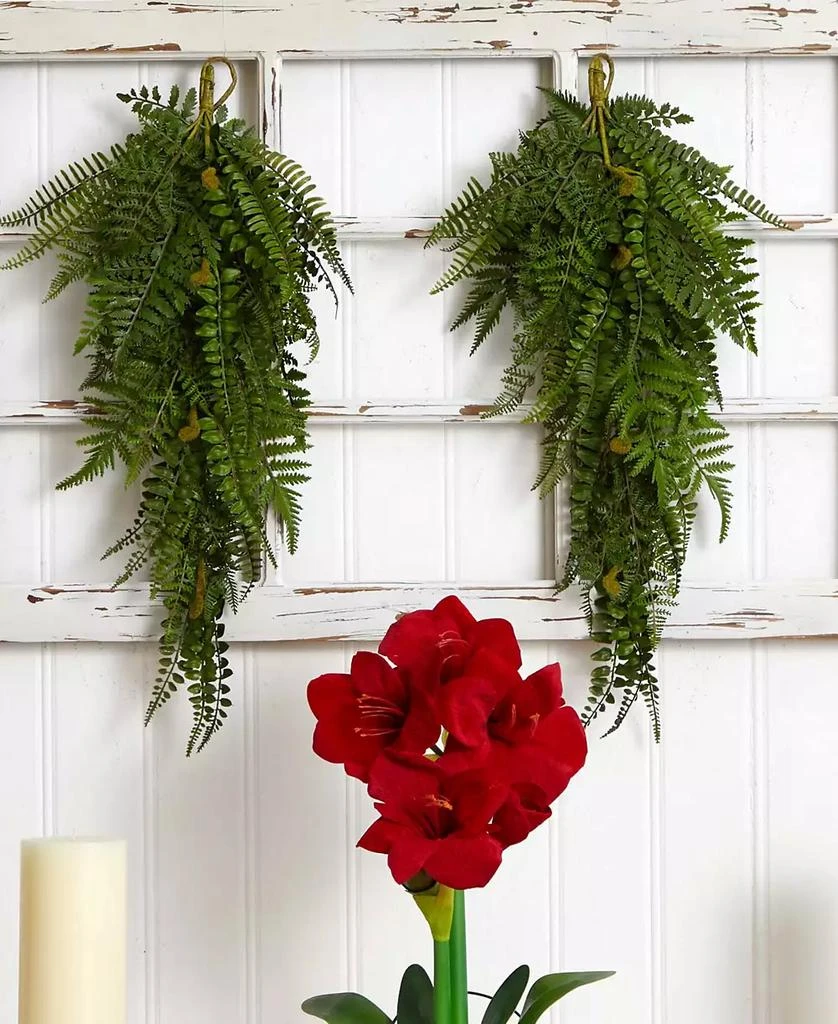 NEARLY NATURAL 28” Fern Artificial Teardrop (Set of 2) 3