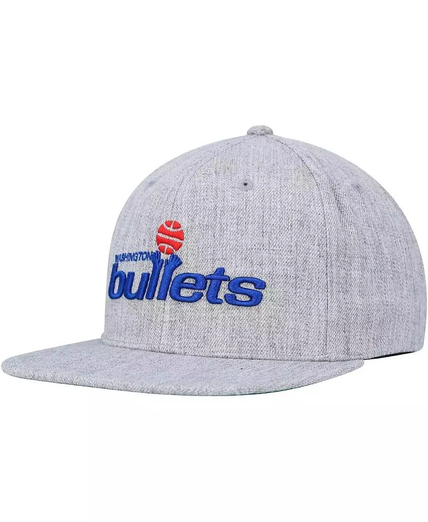 Mitchell & Ness Men's Heather Gray Washington Bullets Hardwood Classics 2.0 Snapback Hat 1