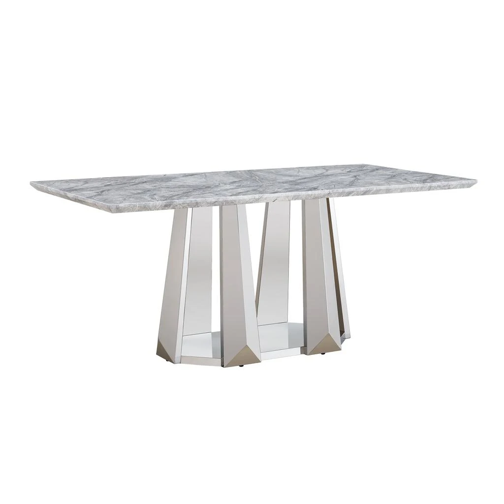 Streamdale Furniture Streamdale 70" Faux Marble Dining Table, Mirrored Base (Silver/Grey) 2