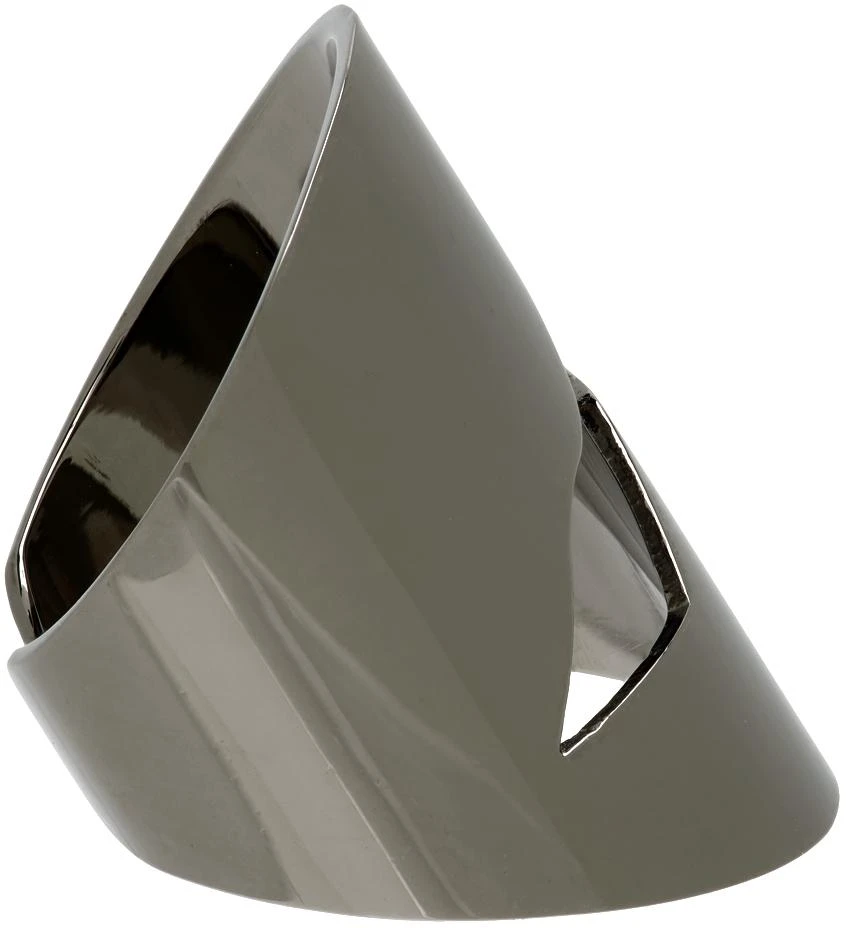 We11done Gunmetal Logo Motif Ring 5