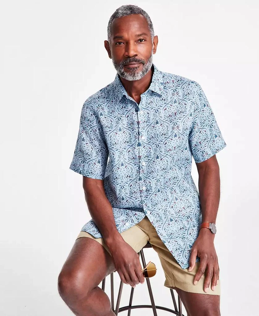Club Room Men's Linen Mapleton Printed Short-Sleeve Shirt, Exclusively at Macy's 4