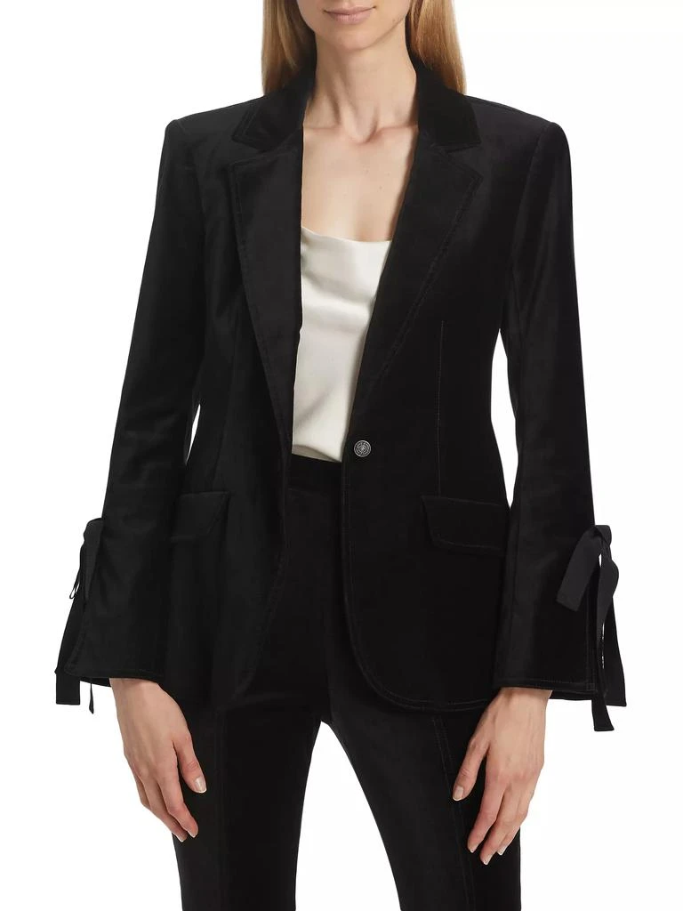 Cinq à Sept Lou Bow-Detailed Velvet Blazer 3